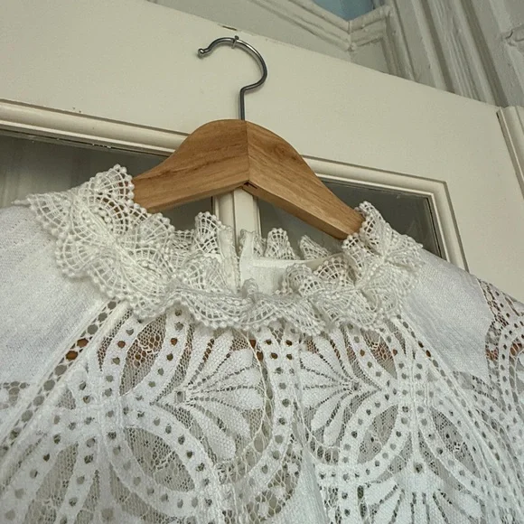 Sezane White Lace Women's Top - Picture 3 of 5